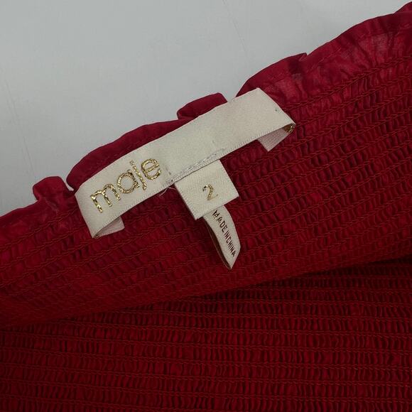 Maje Off-Shoulder Smocked Blouse Red Blue Embroidered Size Medium - Picture 3 of 6